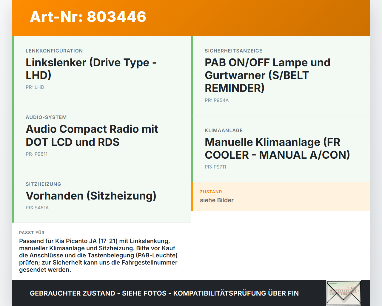 Kia Picanto JA 17-21 Bedienteil Bedienelement Heizung Klimabedienteil Kia Picanto JA 17-21 17.04.2018 97250G6120CA... Vorschau 3