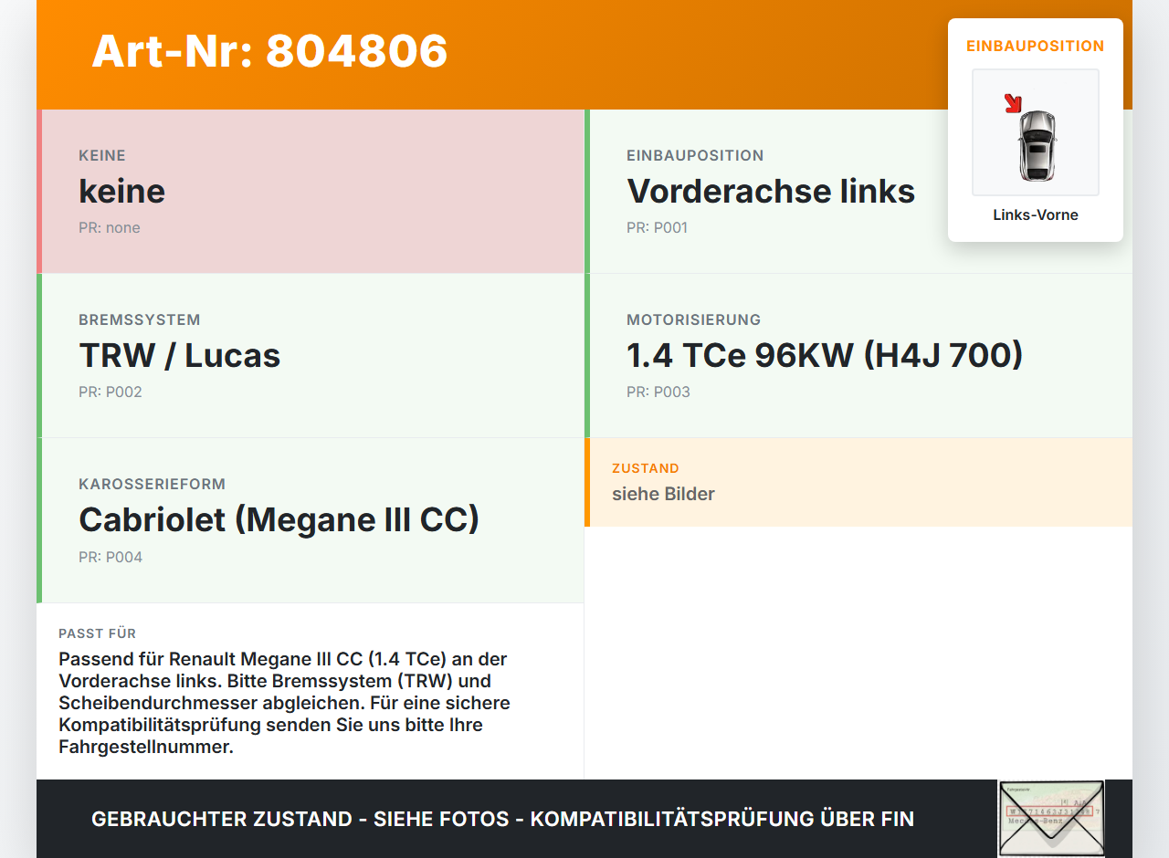 Renault Megane III CC 08-12 TCe 1,4 96KW Bremssattel Bremszange Vorne Links Renault Megane III CC 08-12 06.04.2011... Vorschau 3