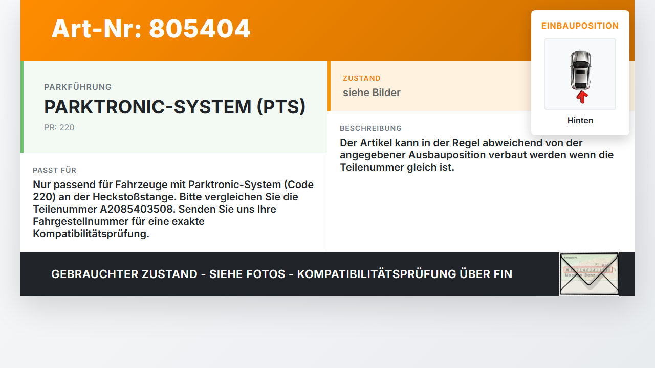 Mercedes CLK 320 A208 PDC Kabelbaum Pos.1 Hinten Mercedes CLK 320 A208 12.03.1999 A2085403508 gebraucht Vorschau 3