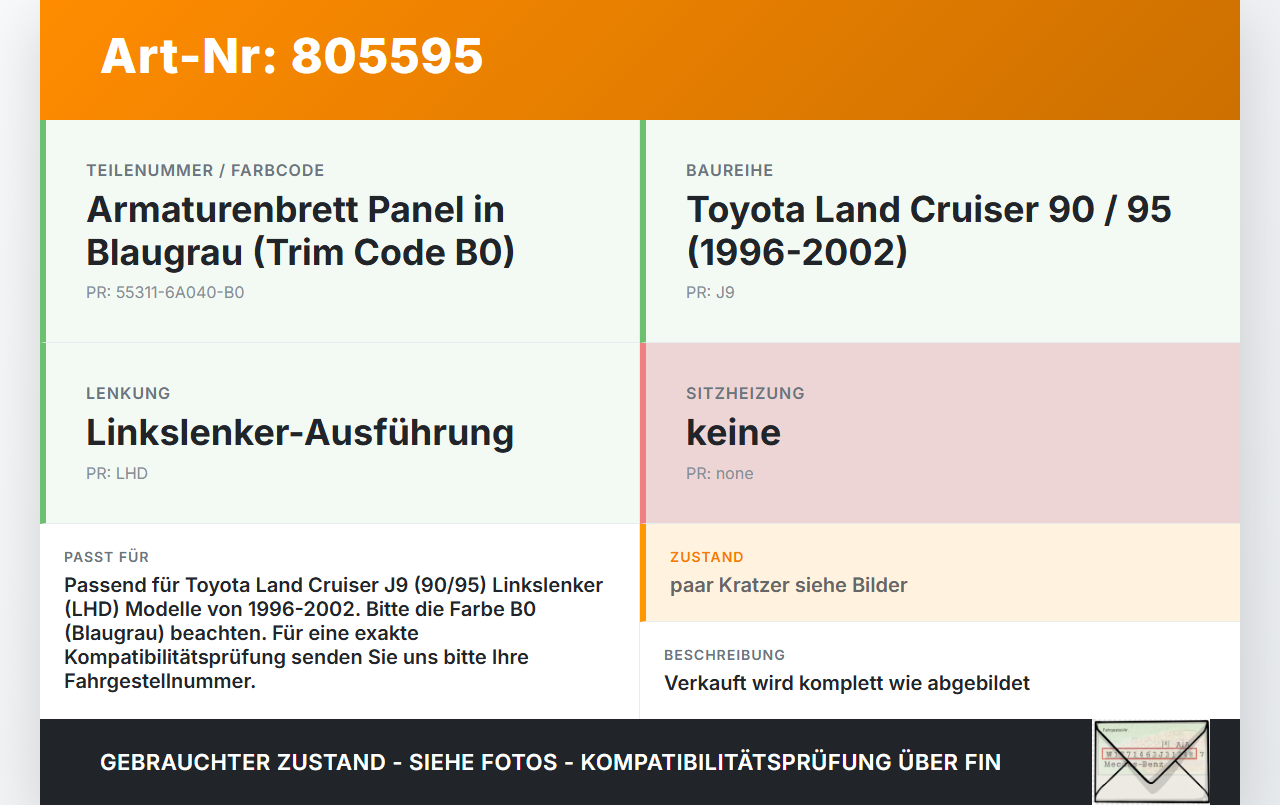 Toyota Land Cruiser 90 J9 96-02 Armaturenbrett Panel komplett Toyota Land Cruiser 90 J9 96-02 01.02.2000... Vorschau 3