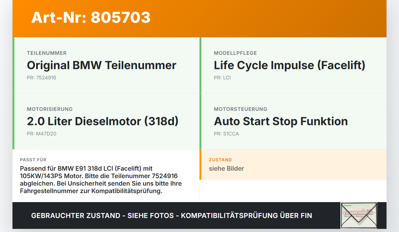 BMW E91 3er 318D LCI 08-12 2,0D 105KW Ladeluftkühler Kühler BMW E91 3er 318D LCI 08-12 31.03.2010 7524916... Vorschau 3