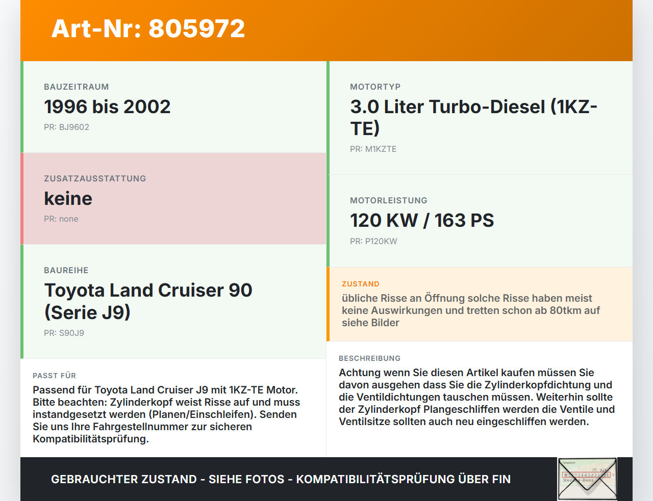 Toyota Land Cruiser 90 J9 96-02 D-4D 3,0 120KW 1KZTE Zylinderkopf Toyota Land Cruiser 90 J9 96-02 01.02.2000... Vorschau 3