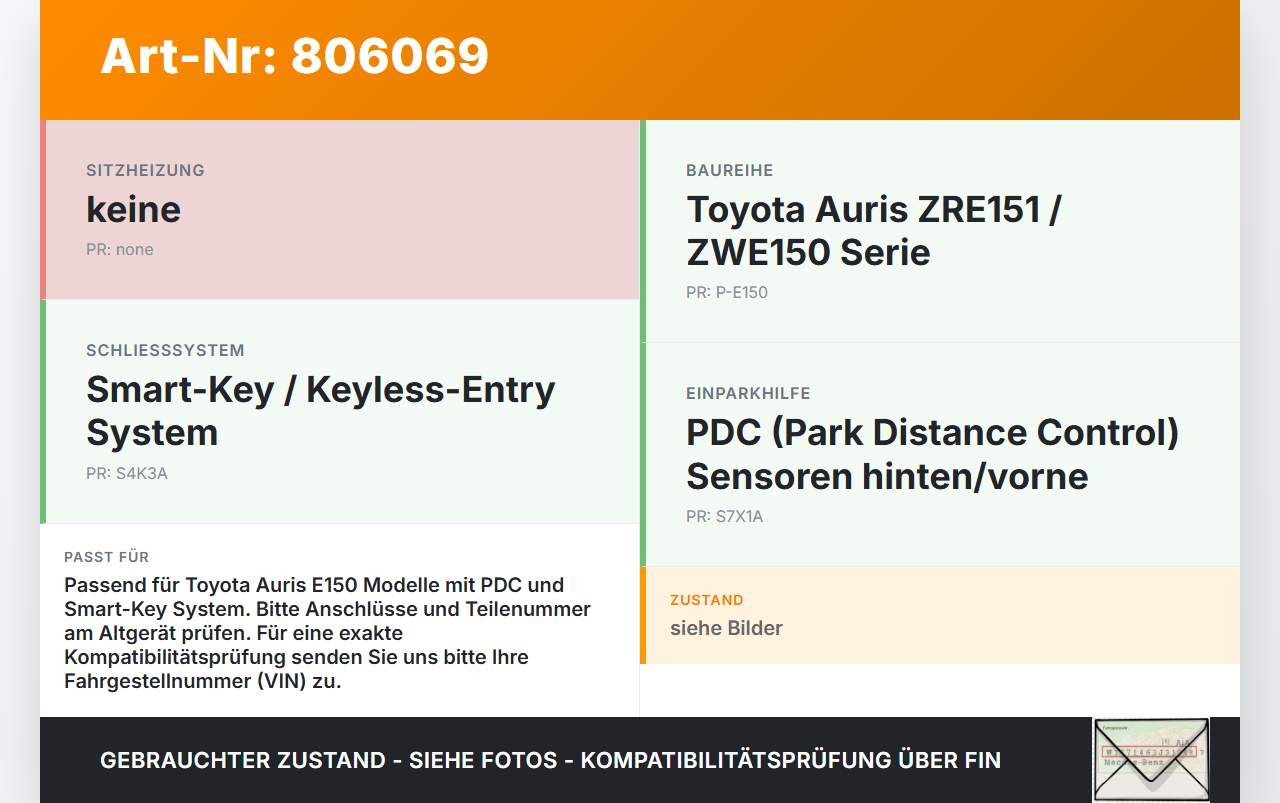 Toyota Auris ZW E150 10-12 Steuergerät ECU Modul SG PDC Einparkhilfe Smart Key Toyota Auris ZW E150 10-12... Vorschau 3