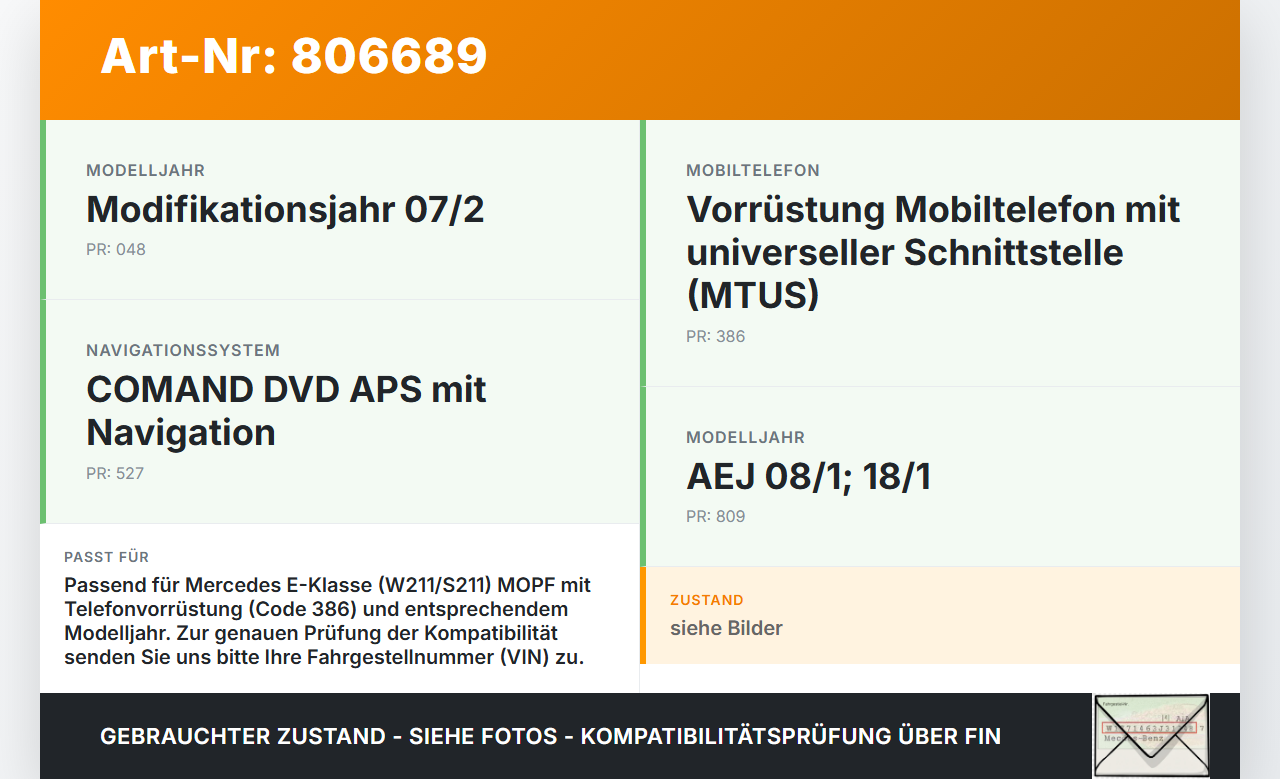 Mercedes S211 W211 E350 06-09 Antennenverstärker Weiche Antenne Mercedes S211 W211 E350 06-09 28.04.2008... Vorschau 3
