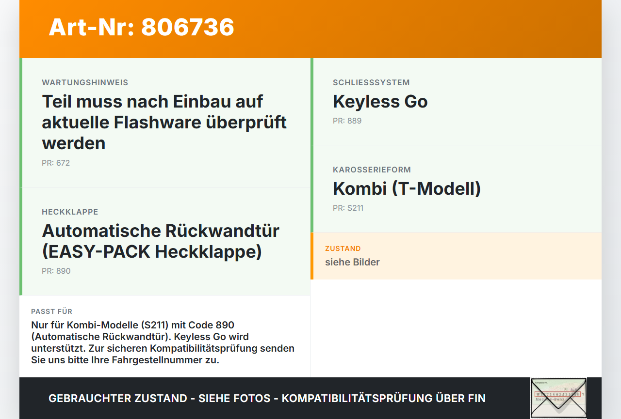 Mercedes S211 W211 E350 06-09 Steuergerät SG ARWT Heckdeckelfernsteuerung Mercedes S211 W211 E350 06-09 28.04.2008... Vorschau 3