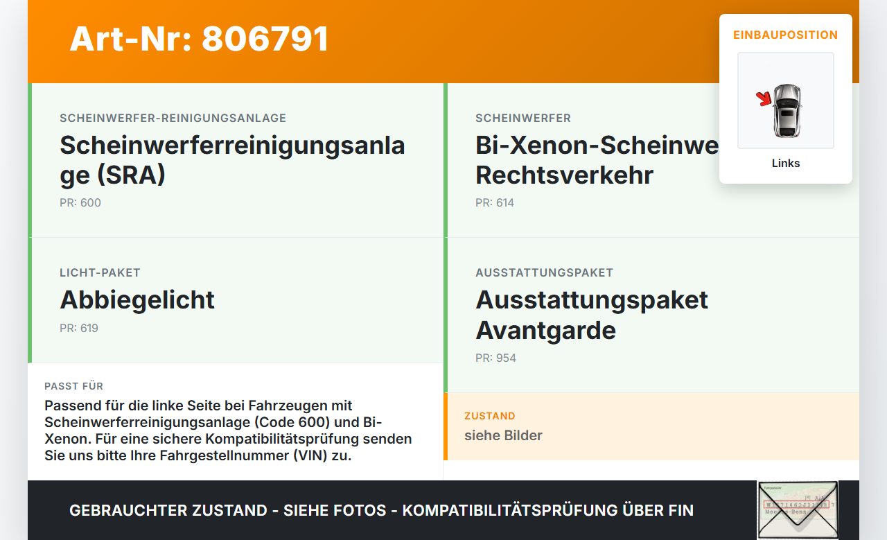 Mercedes S211 W211 E350 06-09 Waschdüse f. Scheinwerfer Reinigung Links Mercedes S211 W211 E350 06-09 28.04.2008... Vorschau 3
