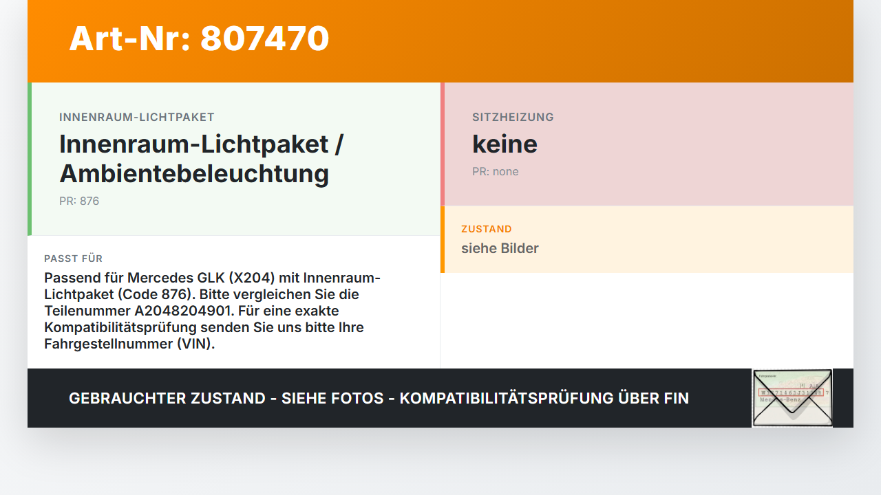 Mercedes X204 GLK 09-15 Innenleuchte Innenraumleuchte Mercedes X204 GLK 09-15 21.02.2009 A2048204901 gebraucht Vorschau 3