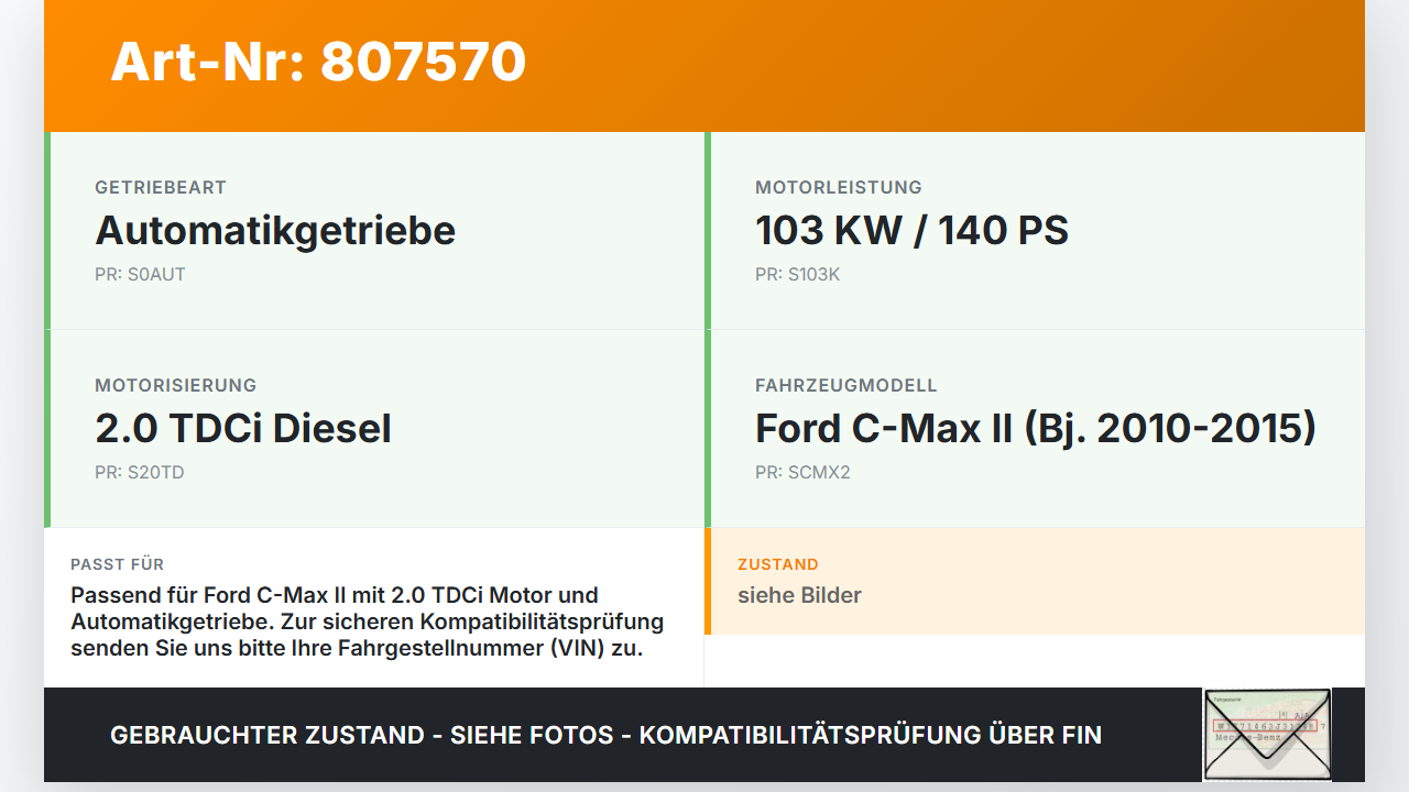 Ford C-Max II 10-15 TDCi 2,0 103KW Autom Schaltzug Schaltseilzug Schaltseil Ford C-Max II 10-15 16.06.2014... Vorschau 3