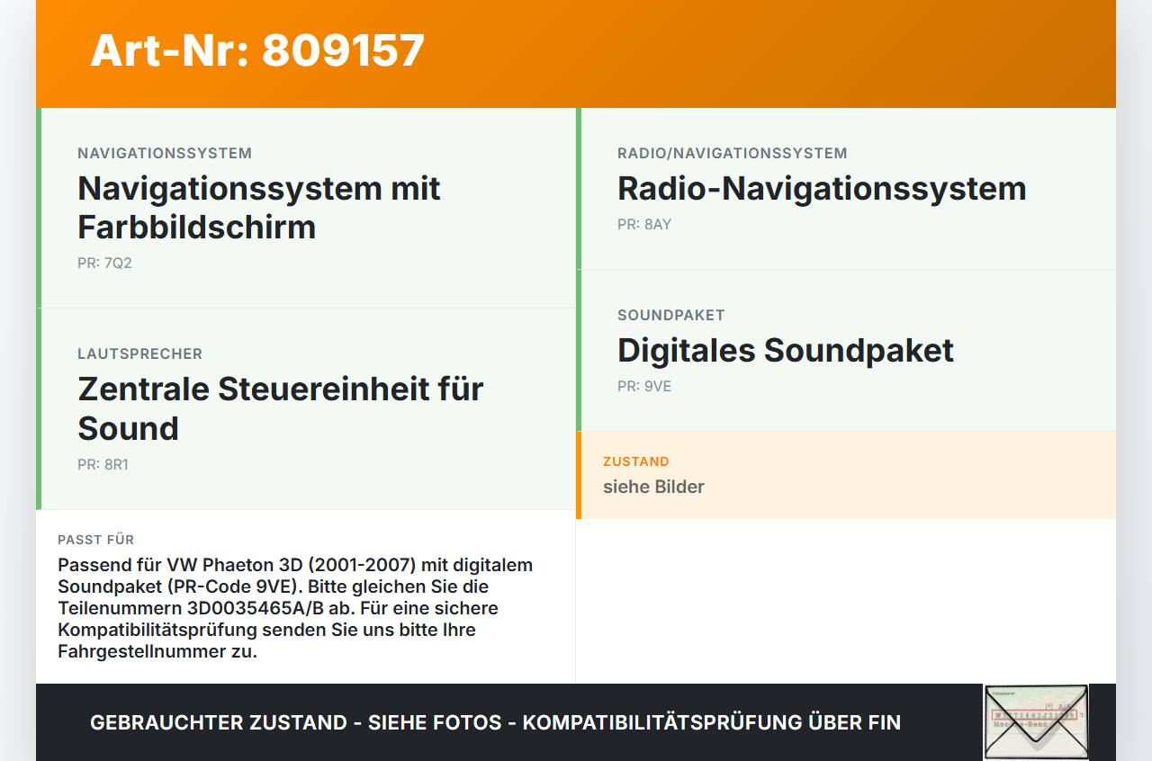 VW Phaeton 3D 01-07 Verstärker Endstufe Soundsystem VW Phaeton 3D 01-07 24.05.2007 3D0035465B 3D0035465A gebraucht Vorschau 3