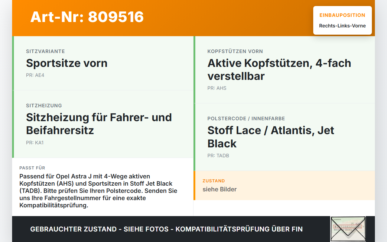 Opel Astra J 12-18 Kombi Kopfstütze für Beifahrer Sitz Rechts oder Links Vorne Opel Astra J 12-18 05.05.2015... Vorschau 3