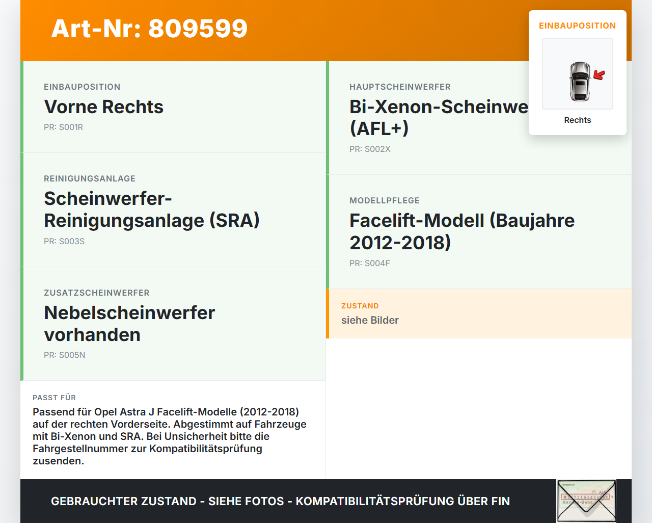 Opel Astra J 12-18 Blinker Blinkleuchte Rechts orig. Opel Astra J 12-18 05.05.2015 13367143 662588537 1226161 gebraucht Vorschau 3