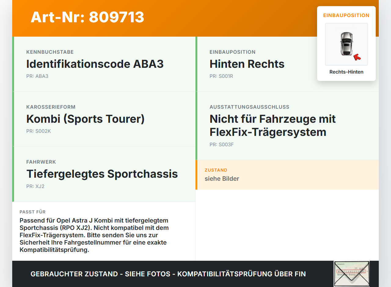Opel Astra J 12-18 Kombi Stossdämpfer Rechts Hinten Opel Astra J 12-18 05.05.2015 13412743 436794 gebraucht Vorschau 3