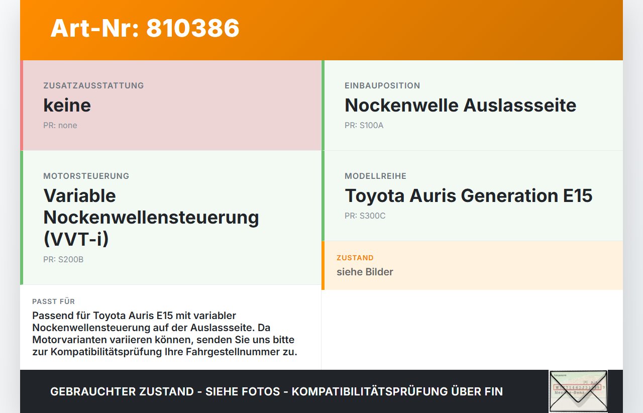 Toyota Auris E15 06-10 VVTi 1,3 74KW 1NRFE Nockenwellenverstellung Verstellung für Nockenwelle Auslass Toyota Auris... Vorschau 3