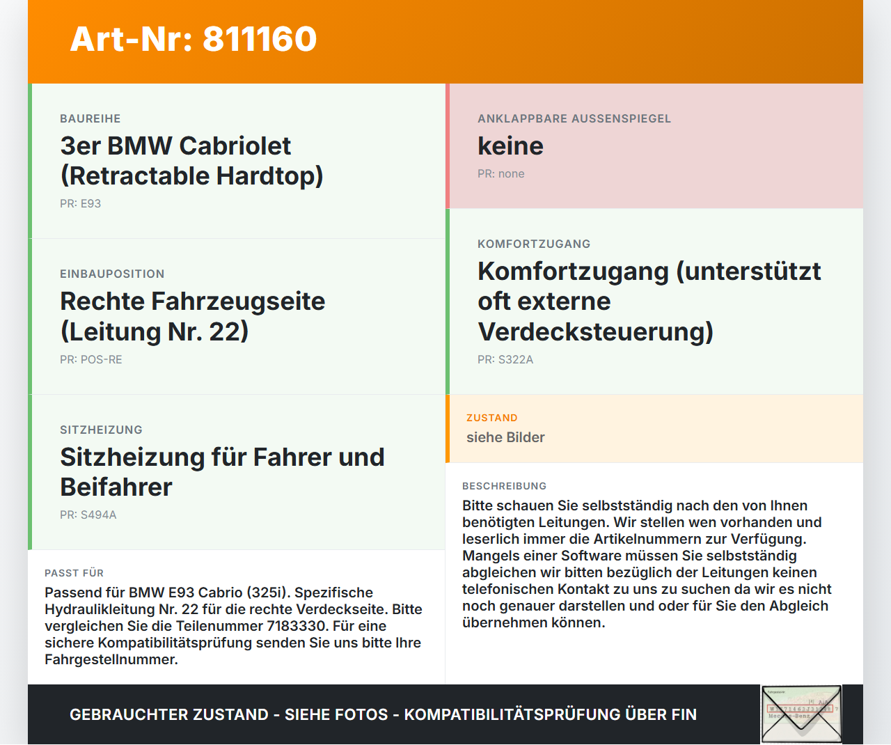 BMW E93 325i 07-10 Cabrio Hydraulik Schlauch Leitung 22 für Verdeck BMW E93 325i 07-10 24.05.2007 7183330... Vorschau 3