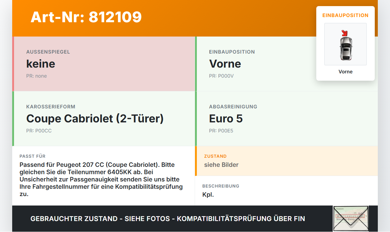 Peugeot 207 CC 09-15 Wischermotor m. Wischergestänge Vorne Peugeot 207 CC 09-15 23.06.2010 6405KK 0390241970... Vorschau 3