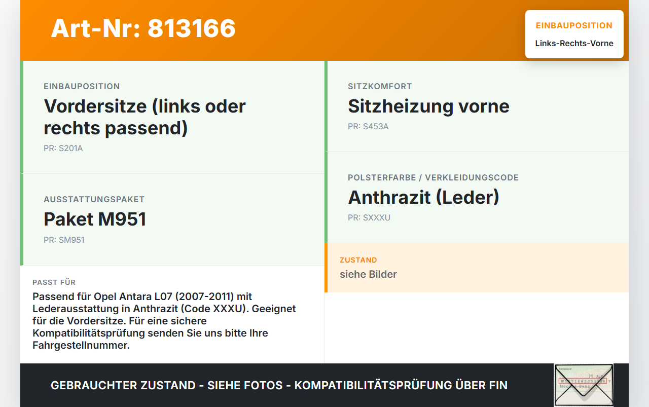 Opel Antara L07 07-11 Kopfstütze für Beifahrer Sitz Rechts oder Links Vorne Opel Antara L07 07-11 09.02.2007... Vorschau 3