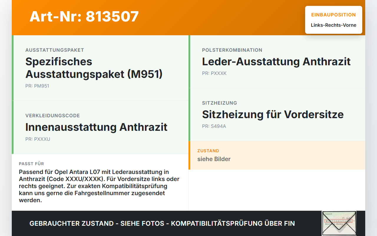 Opel Antara L07 07-11 Kopfstütze für Fahrer Sitz Rechts oder Links Vorne Opel Antara L07 07-11 09.02.2007 96831156... Vorschau 3