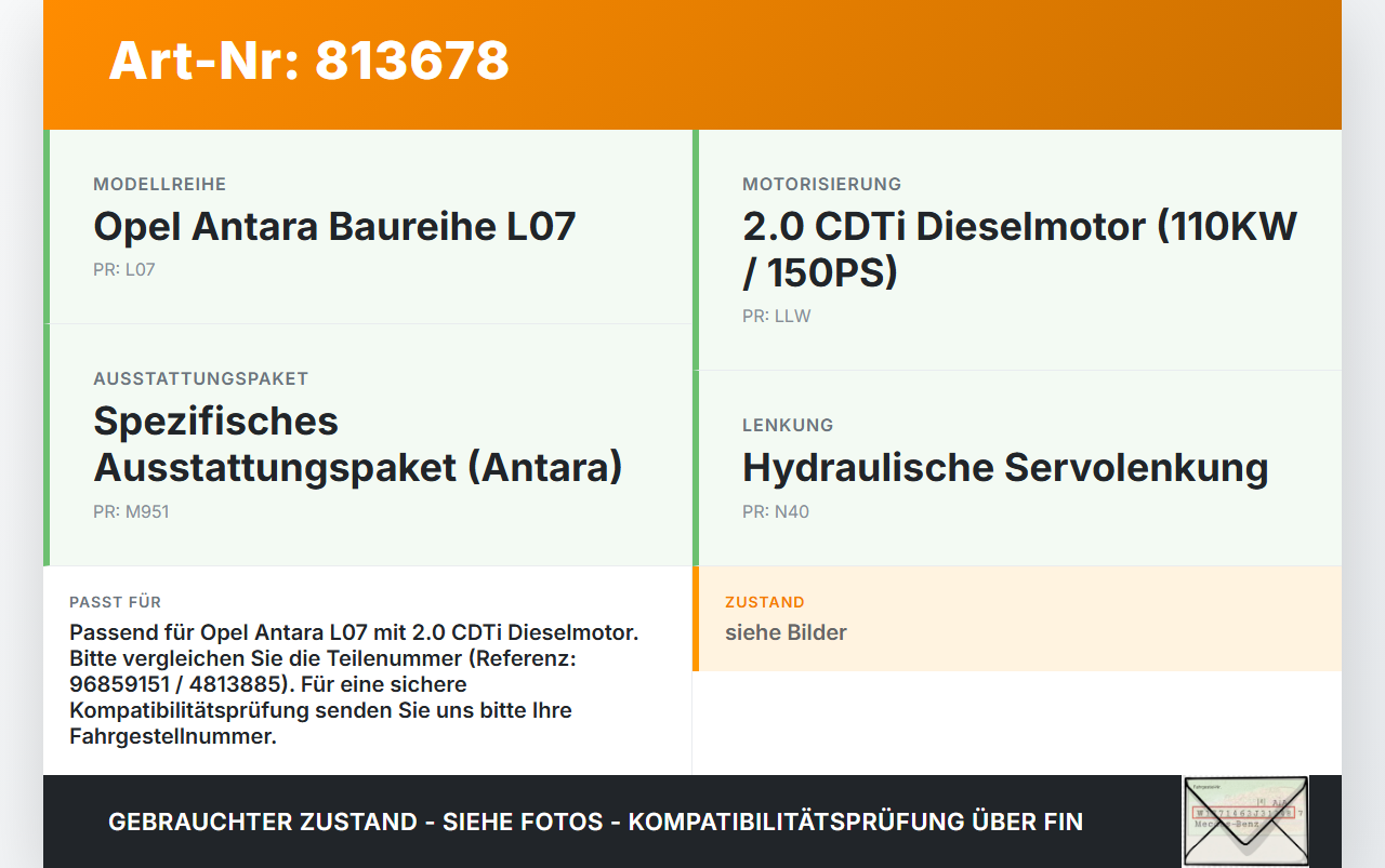 Opel Antara L07 07-11 CDTi 2,0 110KW Servopumpe Hydraulikpumpe für Lenkung Opel Antara L07 07-11 09.02.2007... Vorschau 3