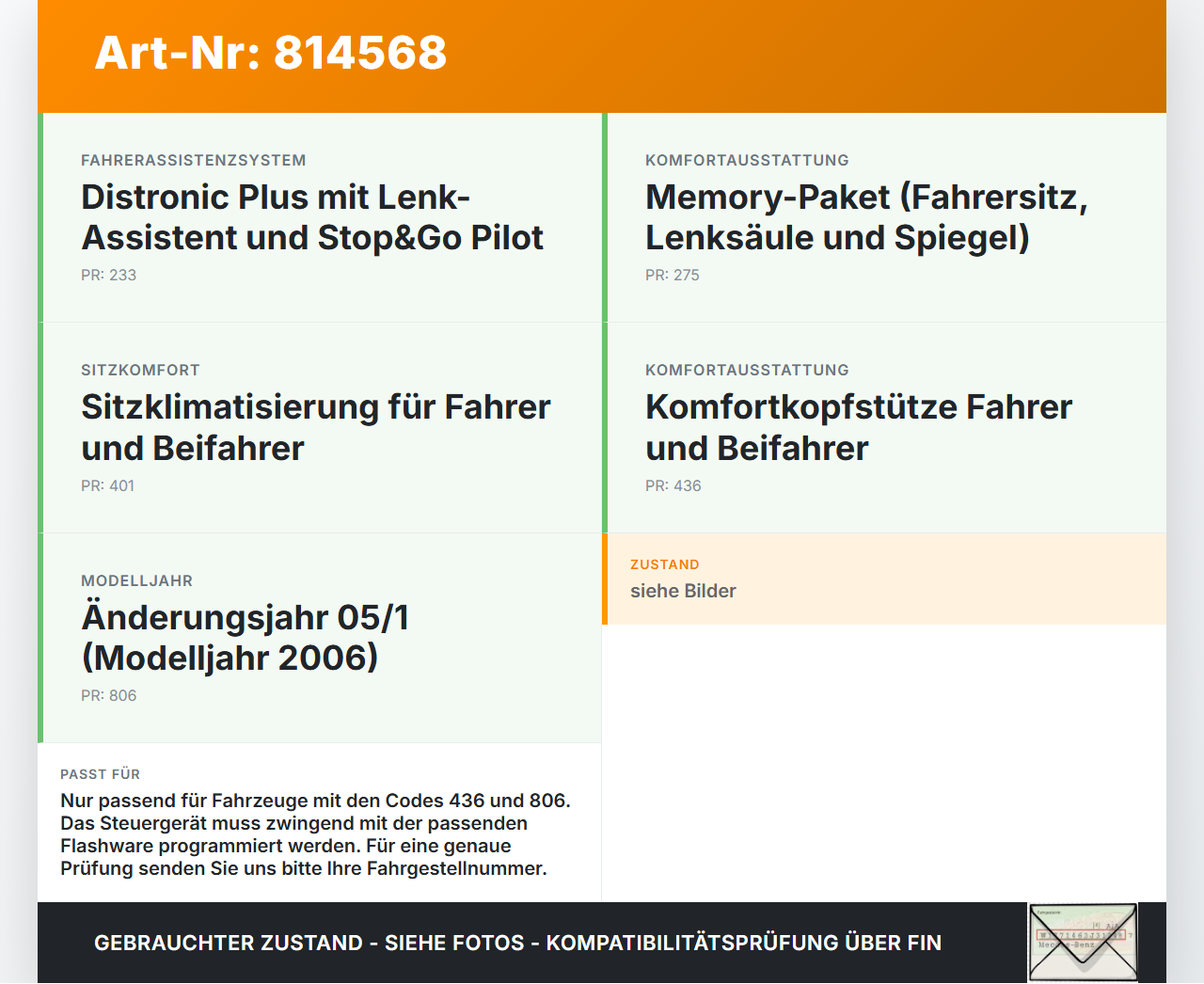 Mercedes W221 S320 05-09 Airbag Steuergerät Airbagsteuergerät Mercedes W221 S320 05-09 25.07.2006 A2218707526... Vorschau 3