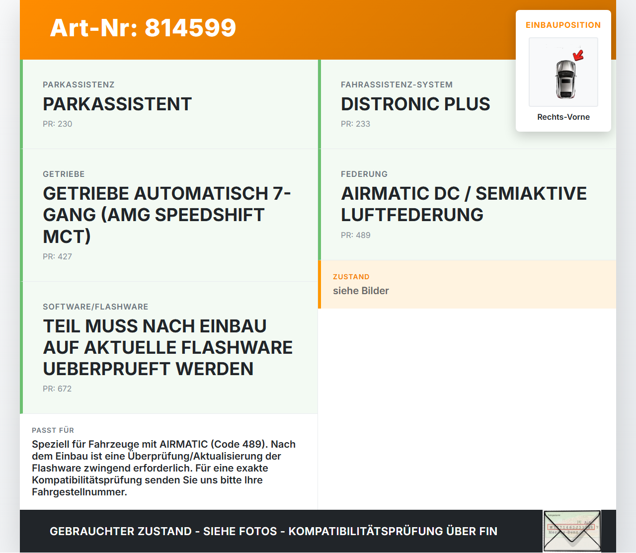Mercedes W221 S320 05-09 Steuergerät Luftfahrwerk Luftfederung SG Rechts Vorne Mercedes W221 S320 05-09 25.07.2006... Vorschau 3
