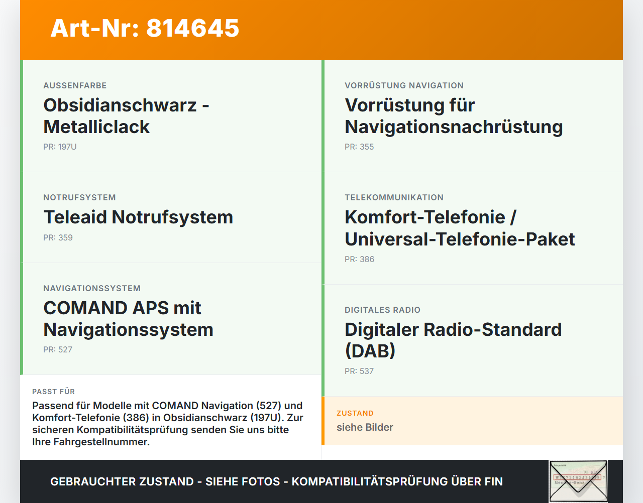 Mercedes W221 S320 05-09 Antenne Dachantenne Mercedes W221 S320 05-09 25.07.2006 A2218203175 gebraucht Vorschau 3