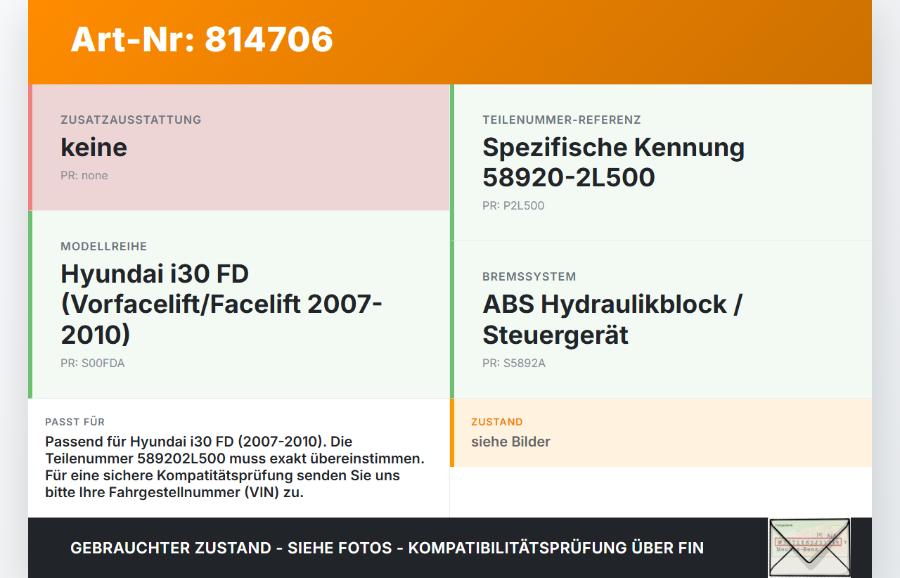 Hyundai I30 FD 07-10 ABS Steuergerät Aggregat Hydraulikblock Hyundai I30 FD 07-10 21.12.2007 589202L500 53920-2L500... Vorschau 3