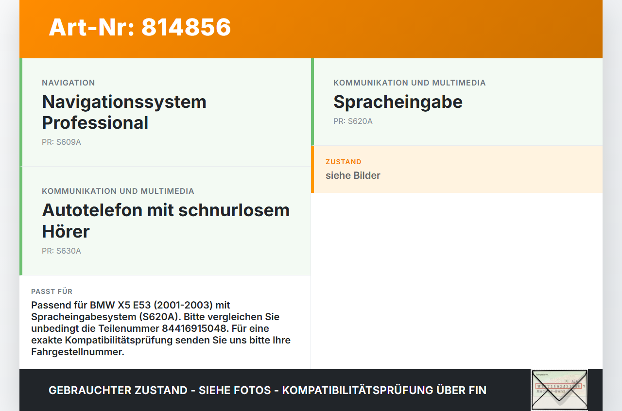 BMW E53 X5 01-03 Steuergerät ECU Modul SG für Freisprecheinrichtung BMW E53 X5 01-03 08.05.2003 84416915048 6915048... Vorschau 3