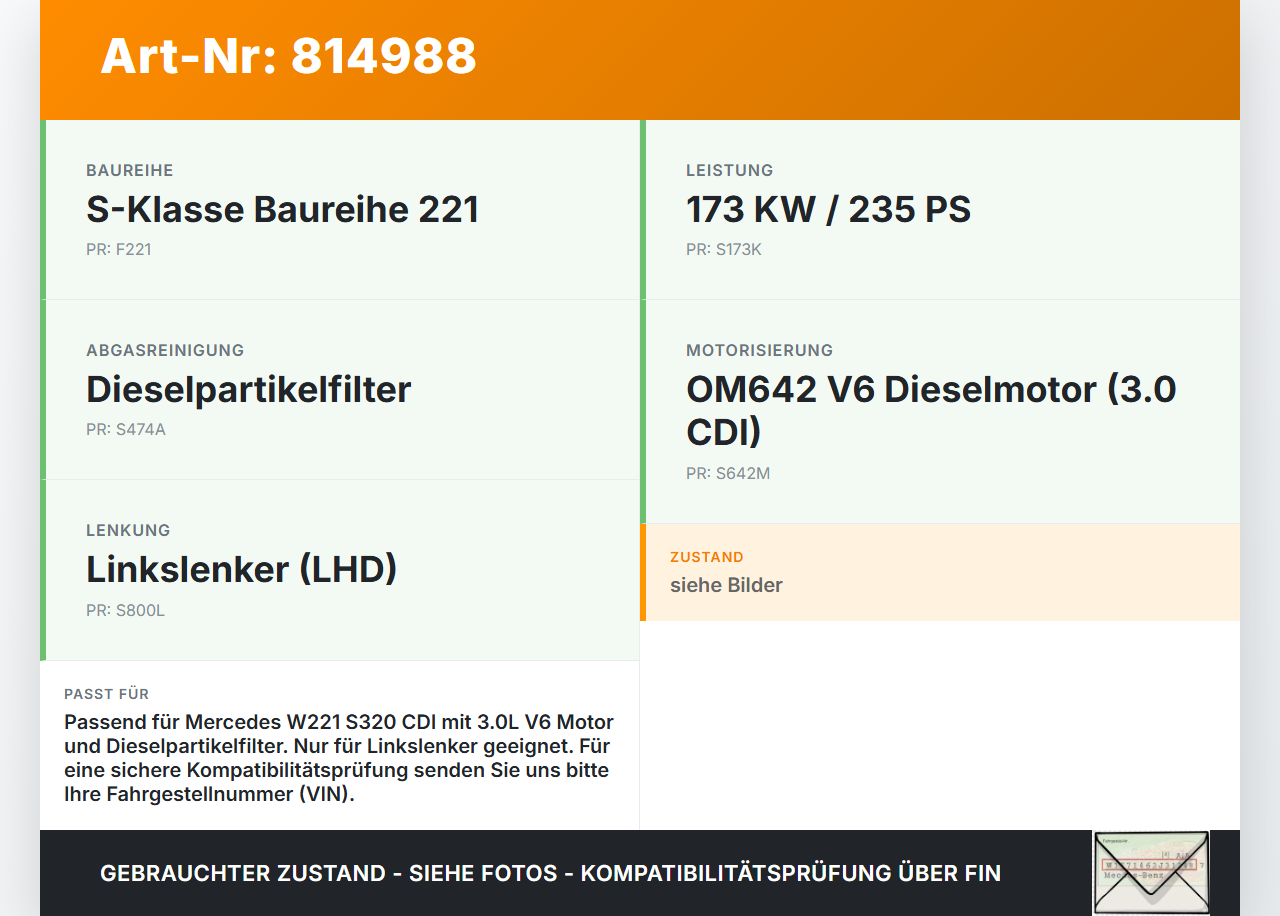 Mercedes W221 S320 05-09 CDI 3,0 173KW Hochdruck Leitung Kraftstoffleitung Mercedes W221 S320 05-09 25.07.2006... Vorschau 3