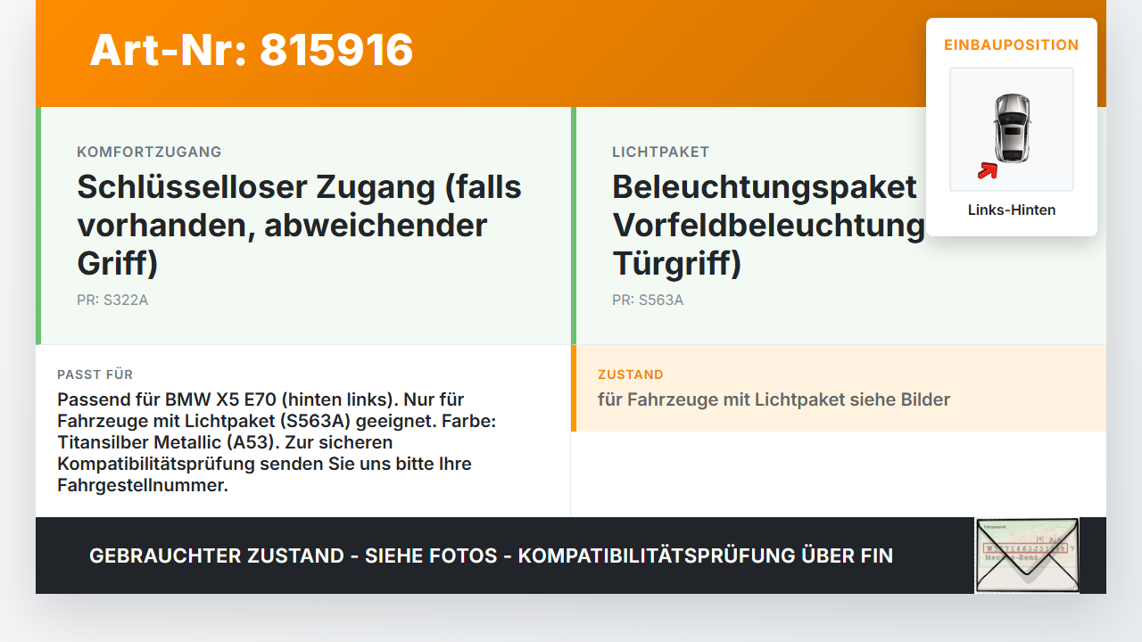 BMW X5 35d E70 06-10 Türgriff Griff aussen Links Hinten A53 BMW X5 35d E70 06-10 29.06.2007 5121-7137053 7137053... Vorschau 3