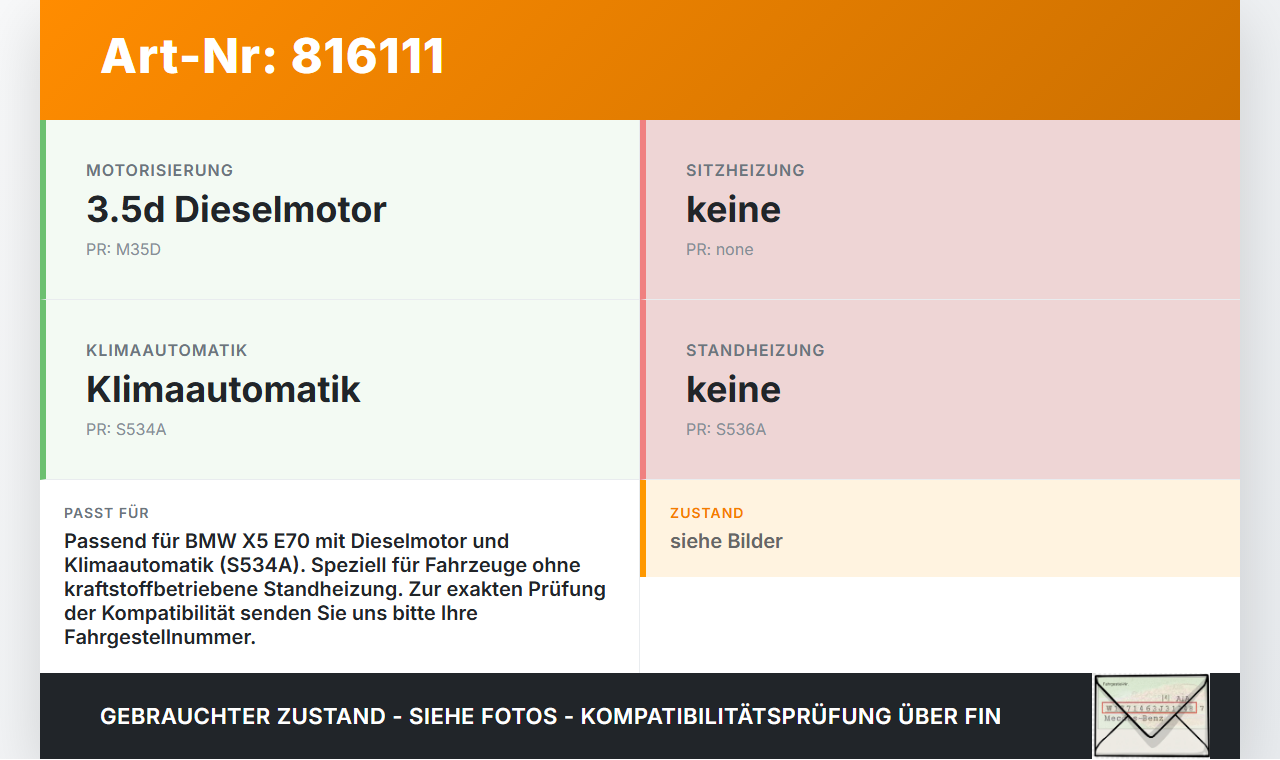 BMW X5 35d E70 06-10 Zusatzheizung Zuheizer Heizelement Elektrisch BMW X5 35d E70 06-10 29.06.2007 9151309... Vorschau 3