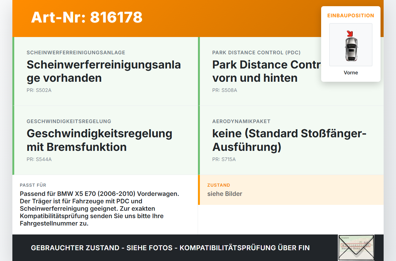 BMW X5 35d E70 06-10 Stoßstangenträger Stoßfängerträger Querträger Vorne BMW X5 35d E70 06-10 29.06.2007... Vorschau 3