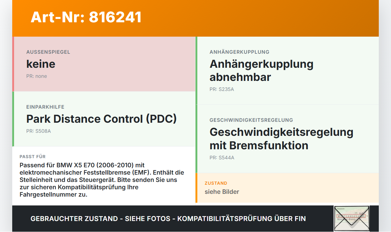 BMW X5 35d E70 06-10 Stellmotor Actuator für Feststellbremse BMW X5 35d E70 06-10 29.06.2007 6850289 34436850289... Vorschau 3