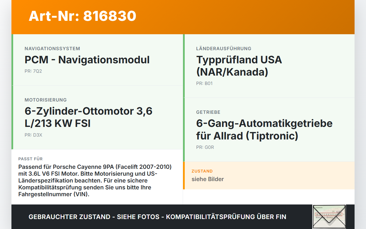 Porsche Cayenne 9PA 07-10 3,6 213KW Kurbelwellensensor Impulsgeber Porsche Cayenne 9PA 07-10 16.01.2008 0261210075... Vorschau 3