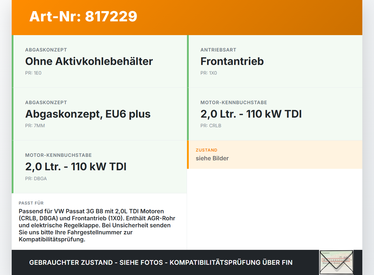 VW Passat 3G B8 14-19 TDI 2,0 110KW Abgasleitung AGR Rohr Leitung Flexrohr Elektr. Regelklappe VW Passat 3G B8... Vorschau 3