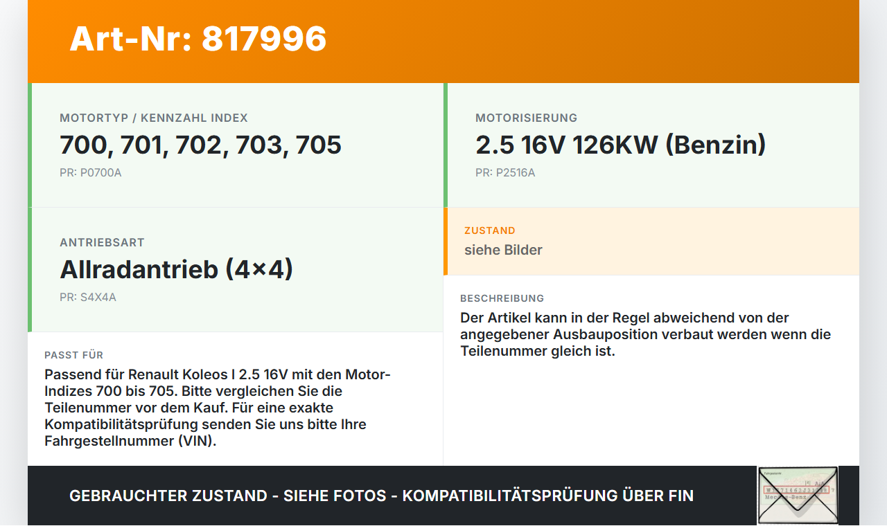 Renault Koleos I HY 4x4 07-11 16V 2,5 126KW Injektor Einspritzdüse Zyl.2 Renault Koleos I HY 4x4 07-11 19.06.2009... Vorschau 3