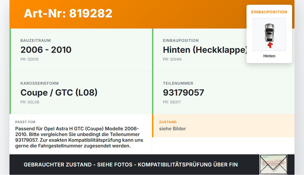 Opel Astra H GTC 06-10 Coupe Wischermotor Hinten Heckwischermotor Opel Astra H GTC 06-10 30.01.2009 93179057... Vorschau 3