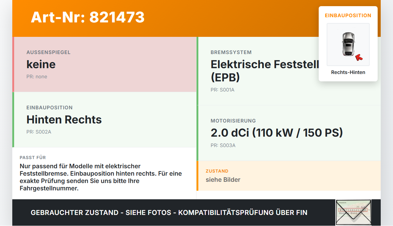 Renault Laguna III 3 08-11 dCi 2,0 110KW Bremssattel Bremszange Hinten Rechts Renault Laguna III 3 08-11 31.10.2007... Vorschau 3