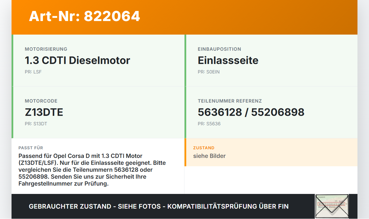 Opel Corsa D 06-10 1,3  Z13DTE LSF Nockenwelle Einlass Opel Corsa D 06-10 26.01.2010 55206898 5636128 gebraucht Vorschau 3