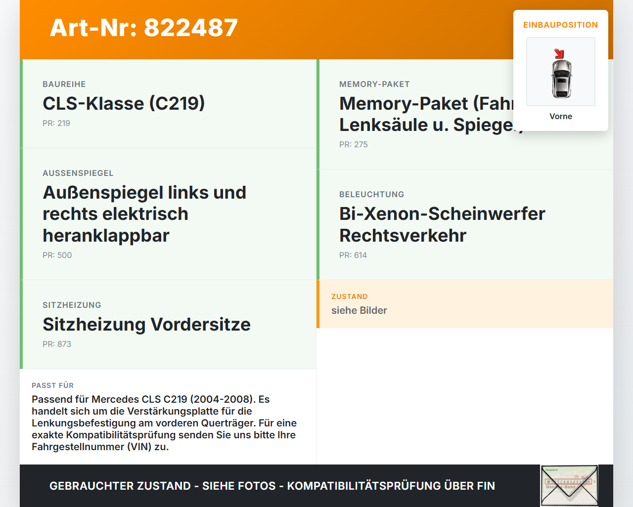 Mercedes C219 CLS 350 04-08 Querträger Kühlerträger Vorne Mercedes C219 CLS 350 04-08 14.07.2005 A2116280411 gebraucht Vorschau 3
