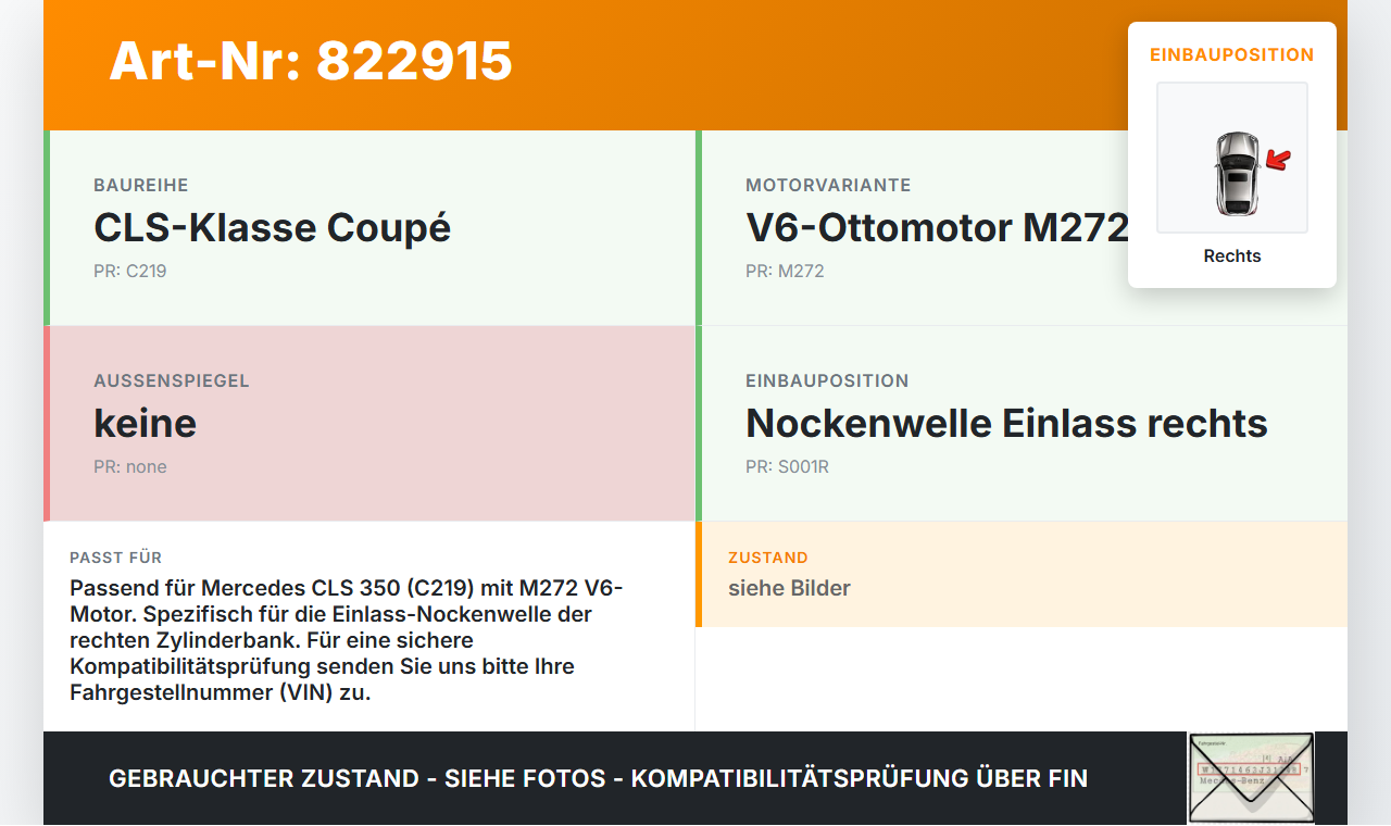 Mercedes C219 CLS 350 04-08 3,5 200KW Nockenwellenrad Nockenwellenversteller Rechts Einlass Mercedes C219 CLS 350... Vorschau 3