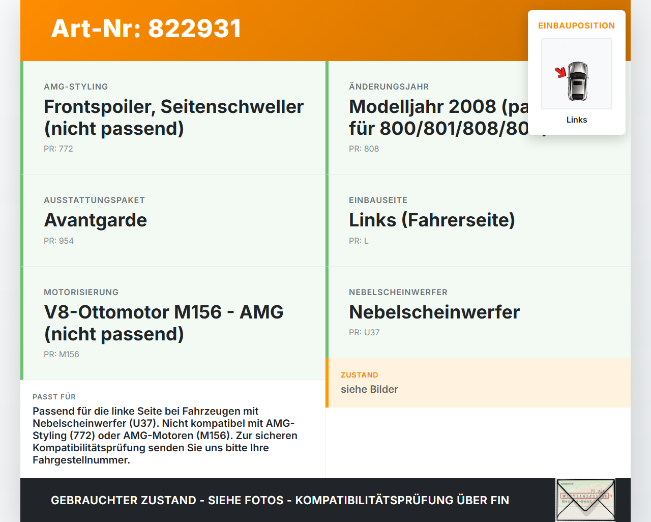 Mercedes W204 S204 C220 07-14 Nebelscheinwerfer Links orig. Mercedes W204 S204 C220 07-14 07.10.2009 A2518200756... Vorschau 3