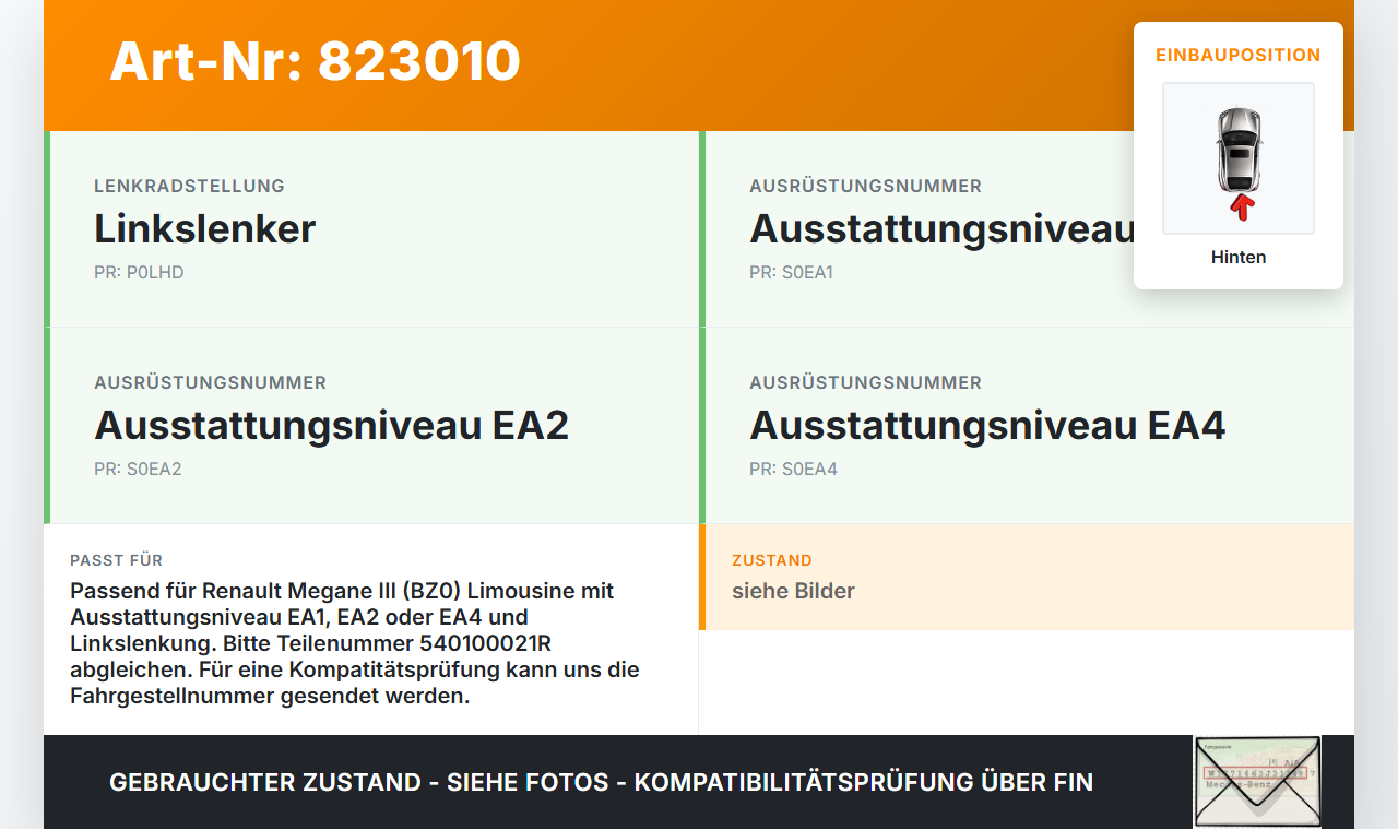Renault Megane III BZ0 10-12 Lim Beide Feder Federn Hinten Renault Megane III BZ0 10-12 28.09.2011 540100021R gebraucht Vorschau 3