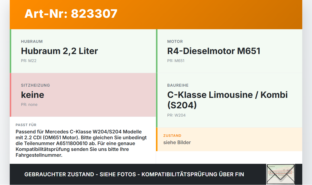 Mercedes W204 S204 C220 07-14 CDI 2,2 125KW Ölkühler Mercedes W204 S204 C220 07-14 07.10.2009 A6511800610 U0707004... Vorschau 3