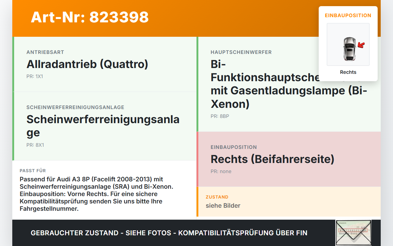 Audi A3 8P qu 08-13 Waschdüse f. Scheinwerfer Rechts Audi A3 8P qu 08-13 20.10.2008 8P0955102B gebraucht Vorschau 3