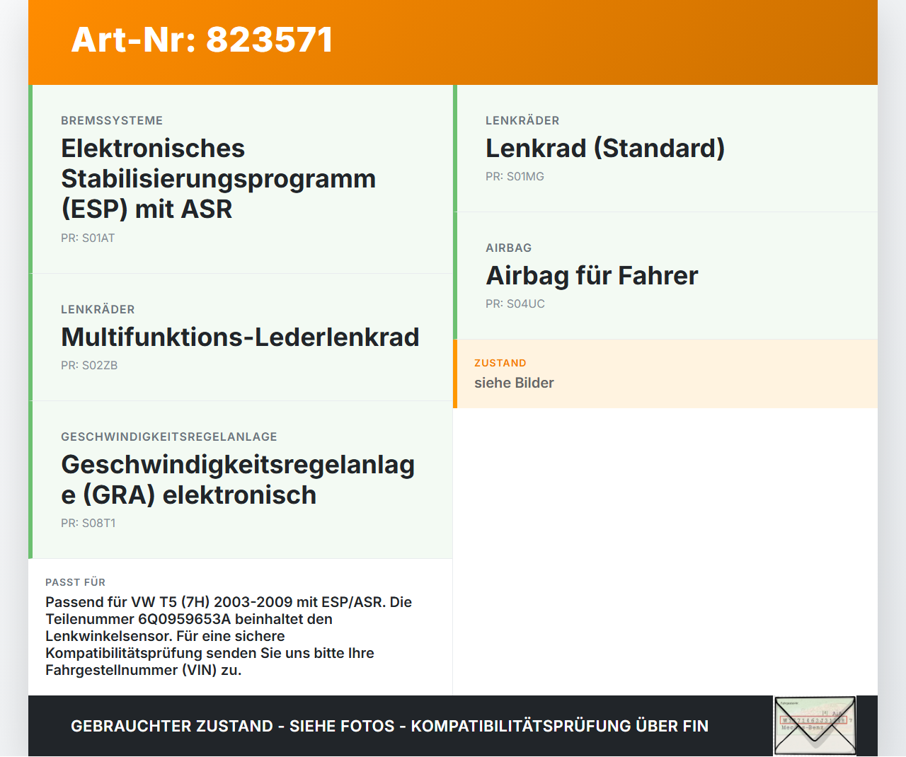 VW T5 7H 03-09 Schleifring Wickelfeder VW T5 7H 03-09 22.12.2005 6Q0959653A 18116906 gebraucht Vorschau 3