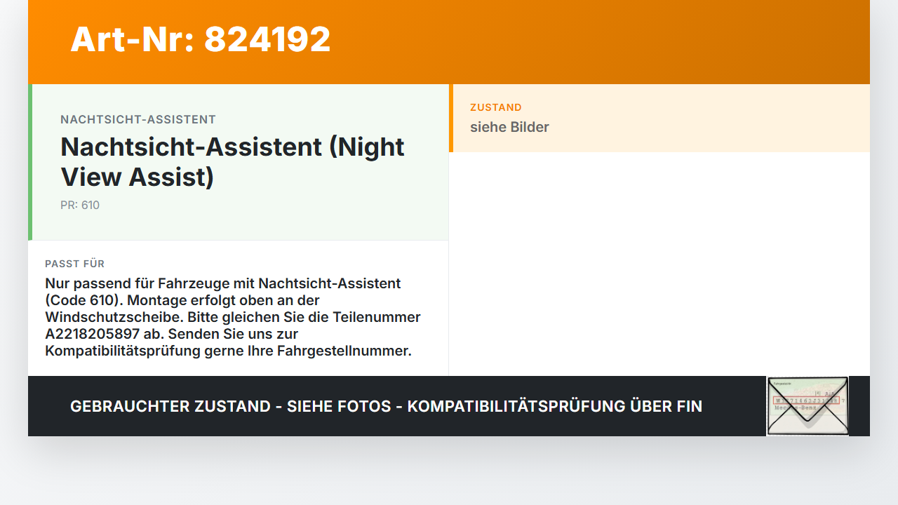 Mercedes W212 E350 09-14 Kamera Bordkamera Night Vision Mercedes W212 E350 09-14 14.02.2009 035-3007 A2218205897... Vorschau 3
