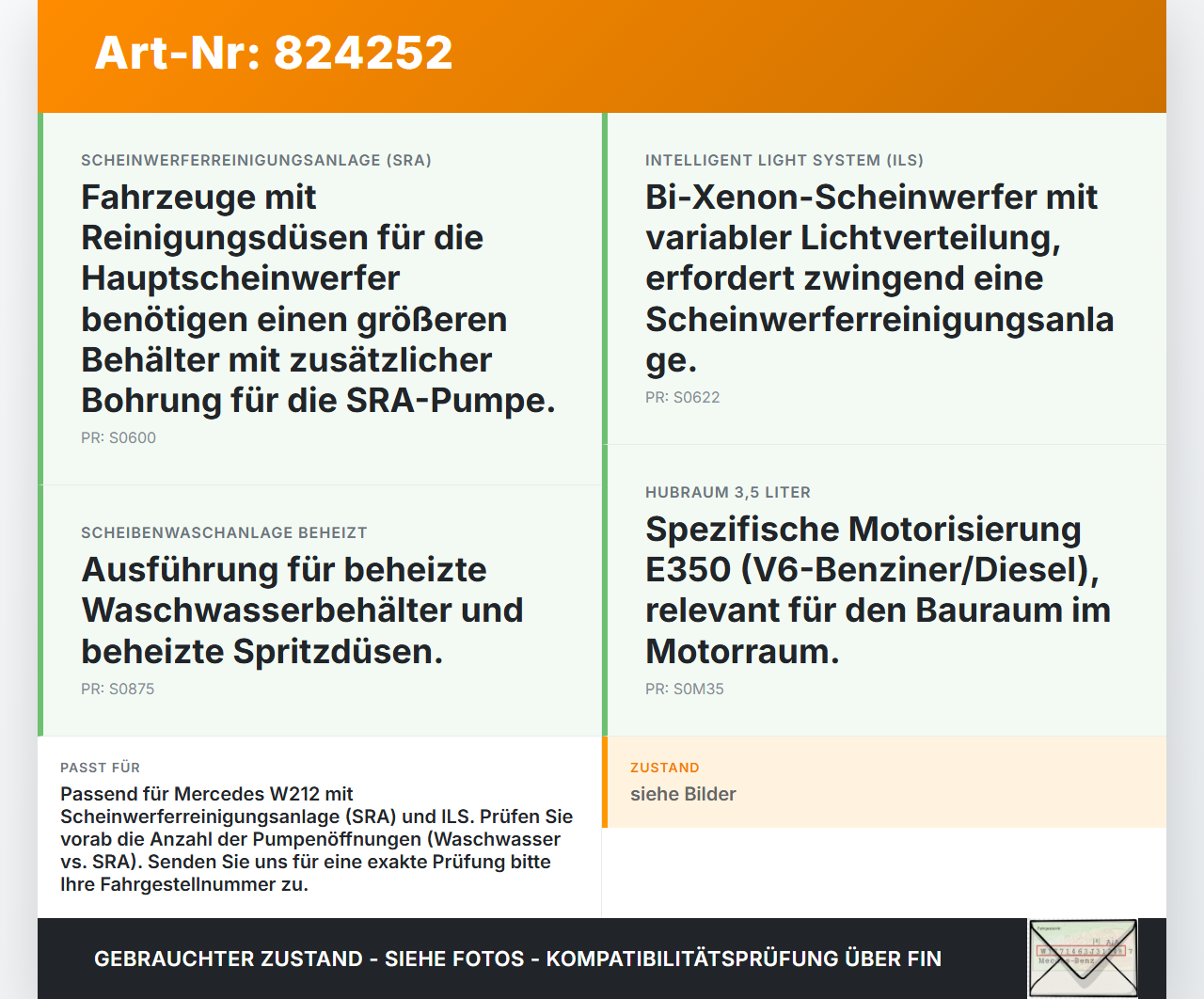 Mercedes W212 E350 09-14 CDI 3,0 170KW Xenon Waschwasserbehälter Wasserbehälter Wischwasserbehälter Mercedes W212... Vorschau 3
