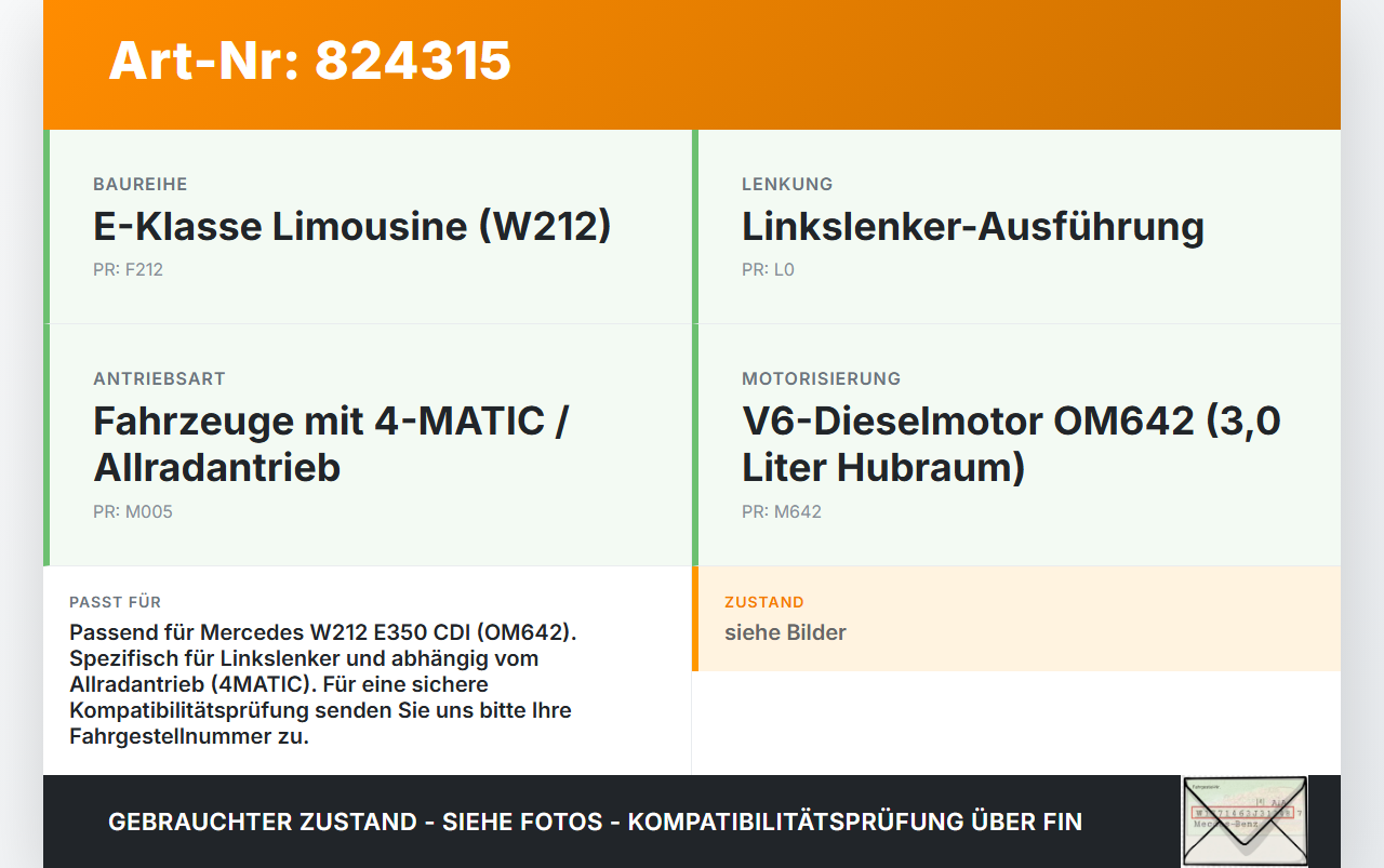 Mercedes W212 E350 09-14 CDI 3,0 170KW Kraftstoffkühler Kraftstoff- Kühler Mercedes W212 E350 09-14 14.02.2009... Vorschau 3