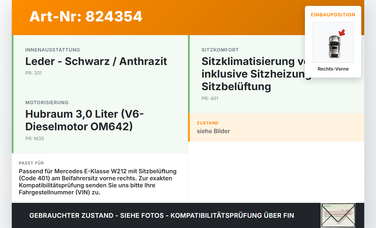 Mercedes W212 E350 09-14 CDI 3,0 170KW Lüfter Ventilator für Beifahrer Sitz Rechts Vorne Mercedes W212 E350 09-14... Vorschau 3