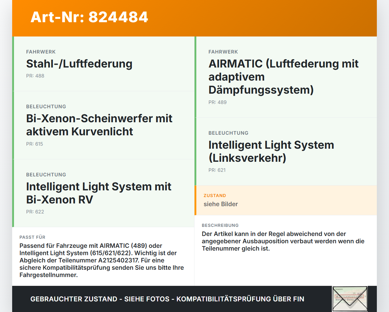 Mercedes W212 E350 09-14 Niveausensor Xenon LWR Sensor Neigung Mercedes W212 E350 09-14 14.02.2009 A2125402317 gebraucht Vorschau 3